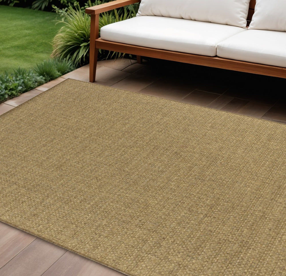 HomeRoots 5' Tan Indoor Outdoor Area Rug - Durable, Low Maintenance, Versatile Design for Every Space & Style 8'6" x 13' 389472