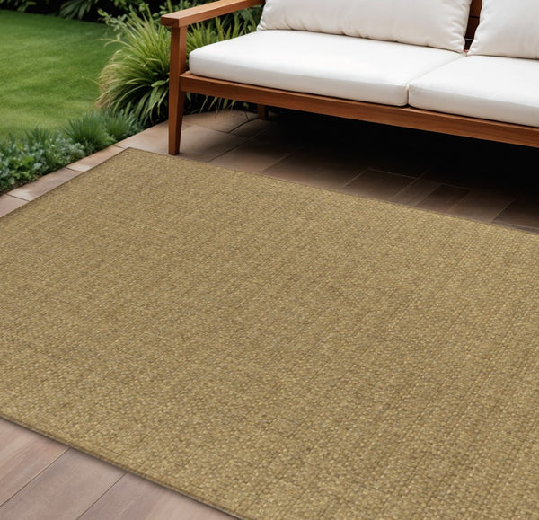 HomeRoots 5' Tan Indoor Outdoor Area Rug - Durable, Low Maintenance, Versatile Design for Every Space & Style 8'6" x 13' 389472