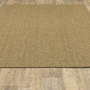 HomeRoots 5' Tan Indoor Outdoor Area Rug - Durable, Low Maintenance, Versatile Design for Every Space & Style 8'6" x 13' 389472