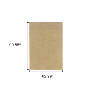 HomeRoots 5' Beige Indoor Outdoor Area Rug - Durable, Easy-Care, Chic Design for Stylish Spaces and Patios 5'3" x 7'6" 389476