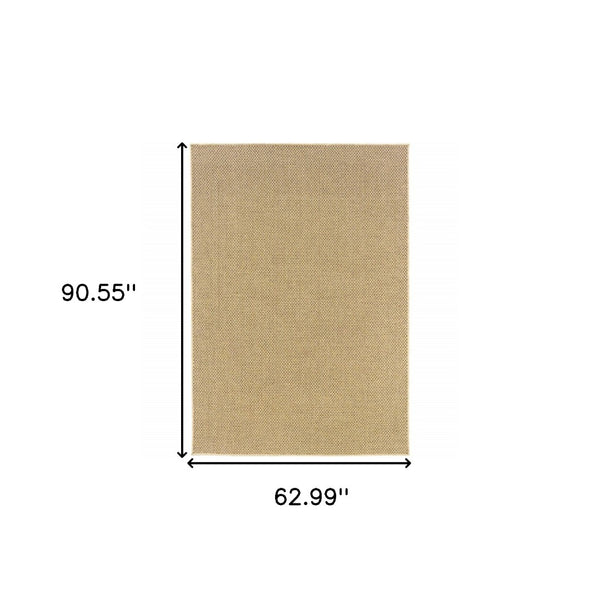 HomeRoots 5' Beige Indoor Outdoor Area Rug - Durable, Easy-Care, Chic Design for Stylish Spaces and Patios 5'3" x 7'6" 389476