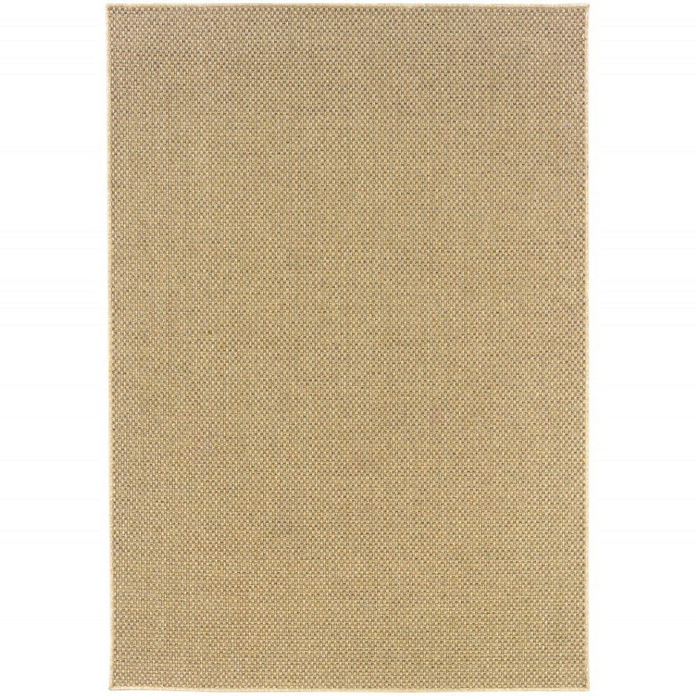 HomeRoots 5' Beige Indoor Outdoor Area Rug - Durable, Easy-Care, Chic Design for Stylish Spaces and Patios 6'7" x 9'6" 389477