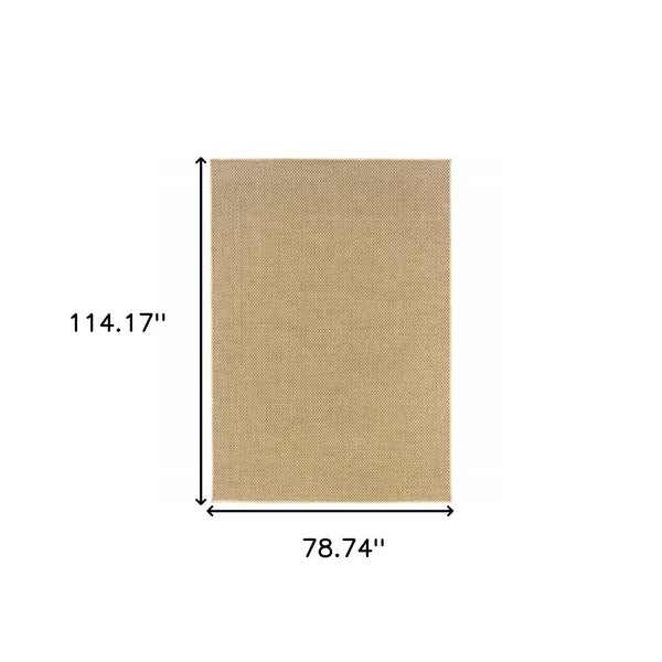 HomeRoots 5' Beige Indoor Outdoor Area Rug - Durable, Easy-Care, Chic Design for Stylish Spaces and Patios 6'7" x 9'6" 389477