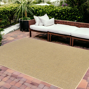HomeRoots 5' Beige Indoor Outdoor Area Rug - Durable, Easy-Care, Chic Design for Stylish Spaces and Patios 7'10" x 10'10" 389478