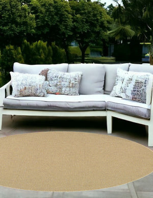 HomeRoots 5' Beige Indoor Outdoor Area Rug - Durable, Easy-Care, Chic Design for Stylish Spaces and Patios 7'10" Round 389479