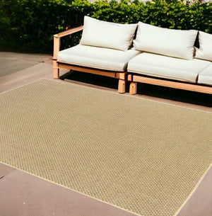 HomeRoots 5' Beige Indoor Outdoor Area Rug - Durable, Easy-Care, Chic Design for Stylish Spaces and Patios 8'6" x 13' 389480