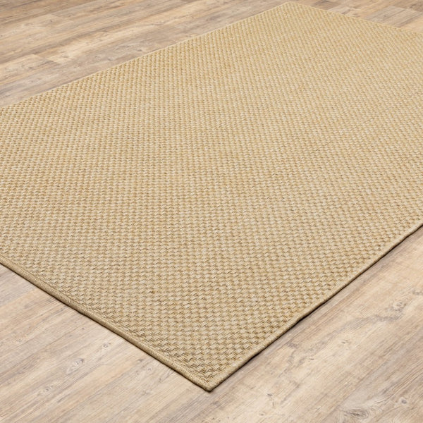 HomeRoots 5' Beige Indoor Outdoor Area Rug - Durable, Easy-Care, Chic Design for Stylish Spaces and Patios 8'6" x 13' 389480