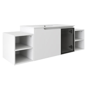 English Elm 60" Freestanding Double Sink Bathroom Vanity with Soft-close Doors and Three Drawers W999S00531