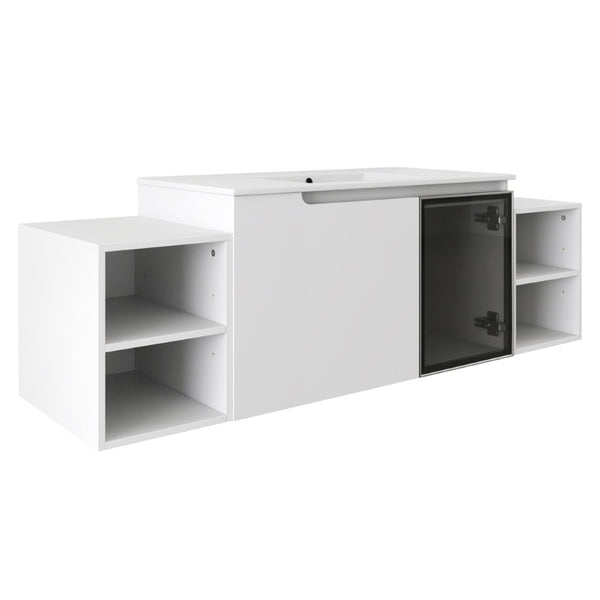 English Elm 60" Freestanding Double Sink Bathroom Vanity with Soft-close Doors and Three Drawers W999S00531