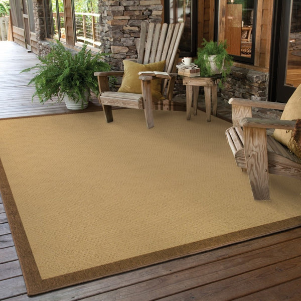 HomeRoots 8' Versatile Indoor Outdoor Area Rug - Durable, Low-Maintenance, Timeless Beige for Every Space Beige/ Brown 8'6" x 13' 389488