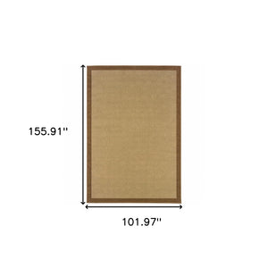 HomeRoots 8' Versatile Indoor Outdoor Area Rug - Durable, Low-Maintenance, Timeless Beige for Every Space Beige/ Brown 8'6" x 13' 389488