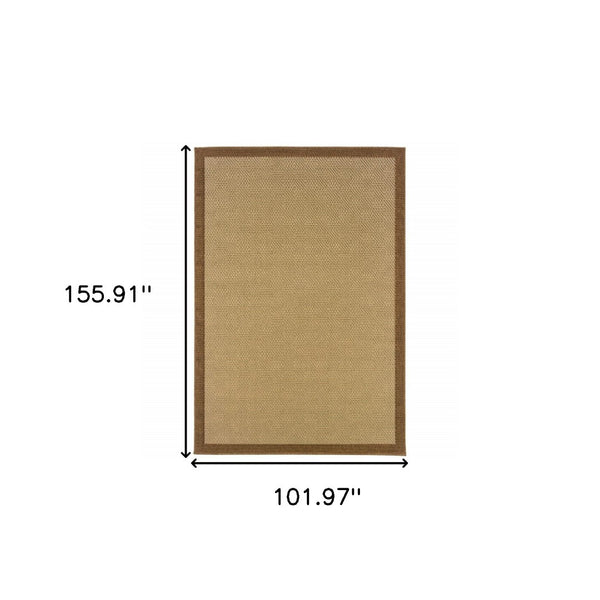 HomeRoots 8' Versatile Indoor Outdoor Area Rug - Durable, Low-Maintenance, Timeless Beige for Every Space Beige/ Brown 8'6" x 13' 389488