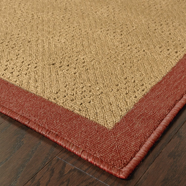 Homeroots 5' X 8' Beige Indoor Outdoor Area Rug Beige,Red Polypropylene 389492