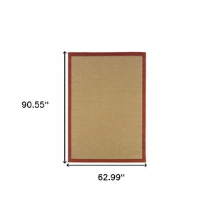 Homeroots 5' X 8' Beige Indoor Outdoor Area Rug Beige,Red Polypropylene 389492