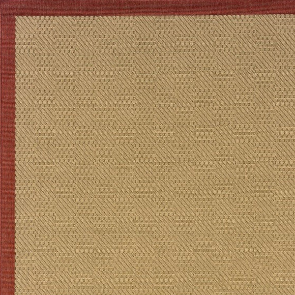 Homeroots 5' X 8' Beige Indoor Outdoor Area Rug Beige,Red Polypropylene 389492