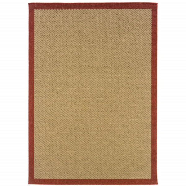 Homeroots 6' X 9' Beige Indoor Outdoor Area Rug Beige,Red Polypropylene 389493