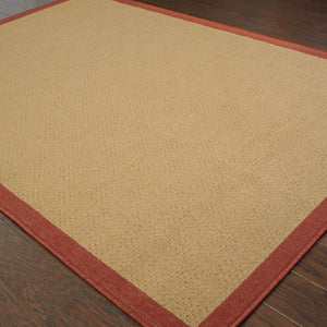Homeroots 6' X 9' Beige Indoor Outdoor Area Rug Beige,Red Polypropylene 389493