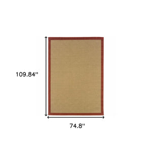 Homeroots 6' X 9' Beige Indoor Outdoor Area Rug Beige,Red Polypropylene 389493