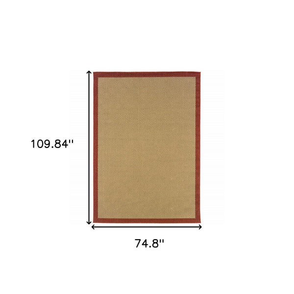 Homeroots 6' X 9' Beige Indoor Outdoor Area Rug Beige,Red Polypropylene 389493