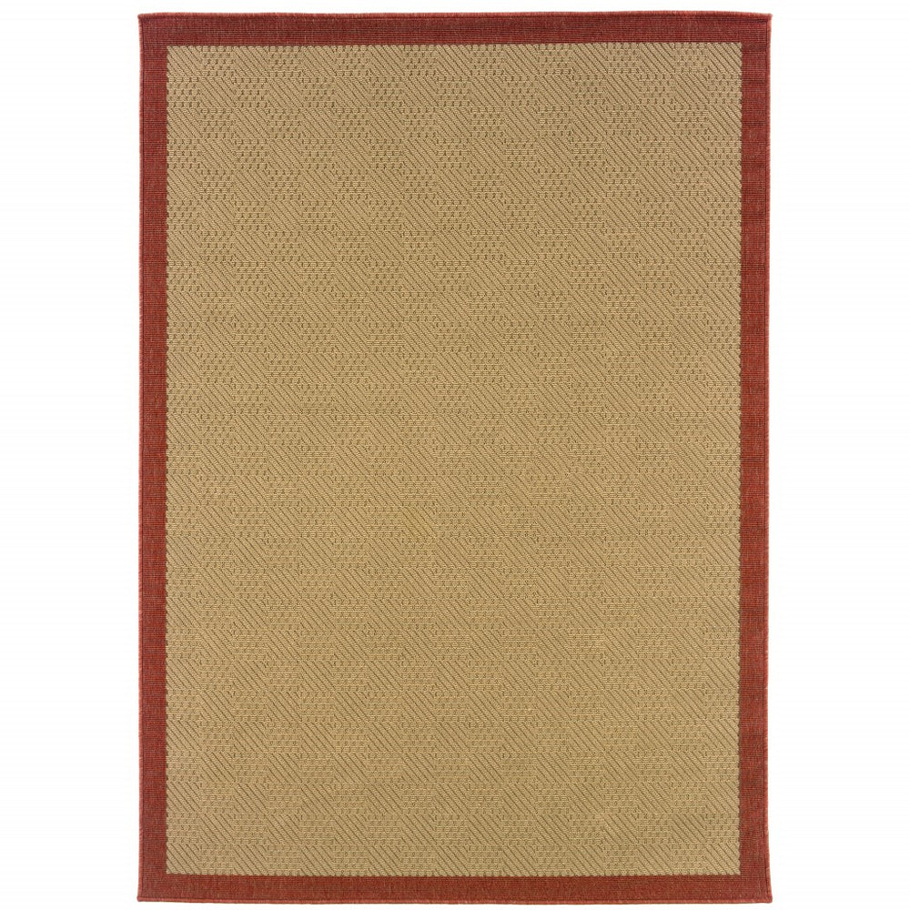 Homeroots 7' X 10' Beige Indoor Outdoor Area Rug Beige,Red Polypropylene 389494
