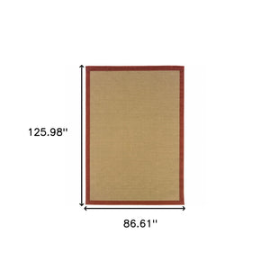 Homeroots 7' X 10' Beige Indoor Outdoor Area Rug Beige,Red Polypropylene 389494
