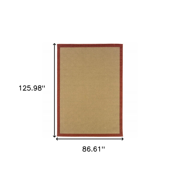 Homeroots 7' X 10' Beige Indoor Outdoor Area Rug Beige,Red Polypropylene 389494