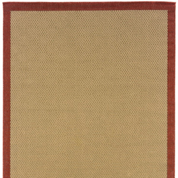 Homeroots 7' X 10' Beige Indoor Outdoor Area Rug Beige,Red Polypropylene 389494
