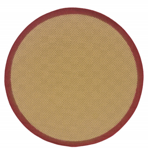 Homeroots 8' X 8' Beige Indoor Outdoor Area Rug Beige,Red Polypropylene 389495