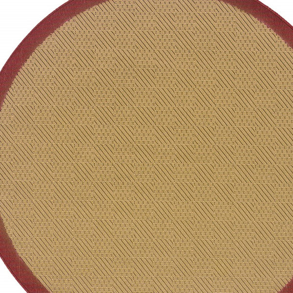 Homeroots 8' X 8' Beige Indoor Outdoor Area Rug Beige,Red Polypropylene 389495