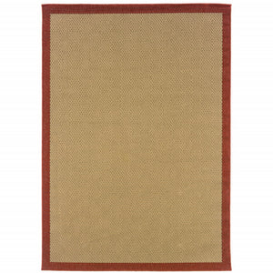 Homeroots Beige Indoor Outdoor Area Rug Beige,Red Polypropylene 389496