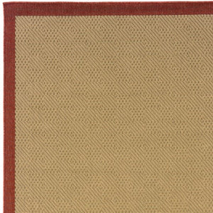Homeroots Beige Indoor Outdoor Area Rug Beige,Red Polypropylene 389496