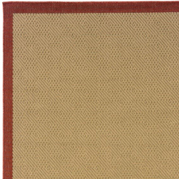 Homeroots Beige Indoor Outdoor Area Rug Beige,Red Polypropylene 389496