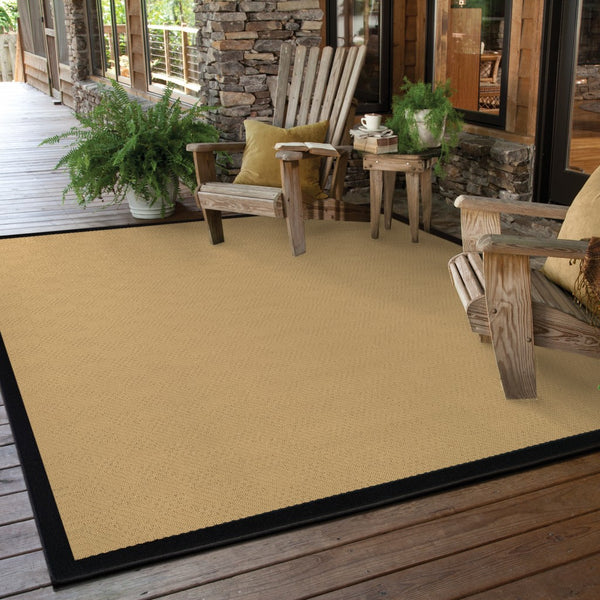 Homeroots 5' X 8' Beige And Black Indoor Outdoor Area Rug Beige,Black Polypropylene 389500