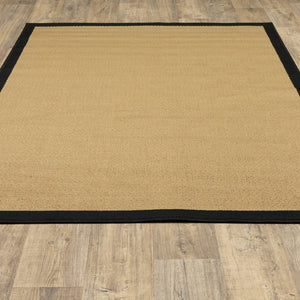 Homeroots 6' X 9' Beige And Black Indoor Outdoor Area Rug Beige,Black Polypropylene 389501