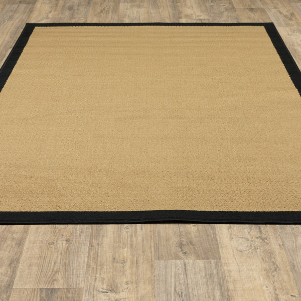 Homeroots 6' X 9' Beige And Black Indoor Outdoor Area Rug Beige,Black Polypropylene 389501