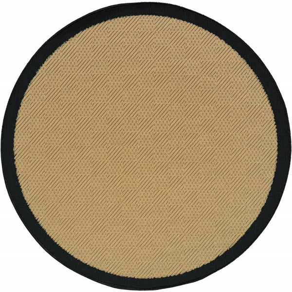 Homeroots 8' X 8' Beige And Black Indoor Outdoor Area Rug Beige,Black Polypropylene 389503