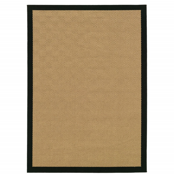 Homeroots Beige And Black Indoor Outdoor Area Rug Beige,Black Polypropylene 389504