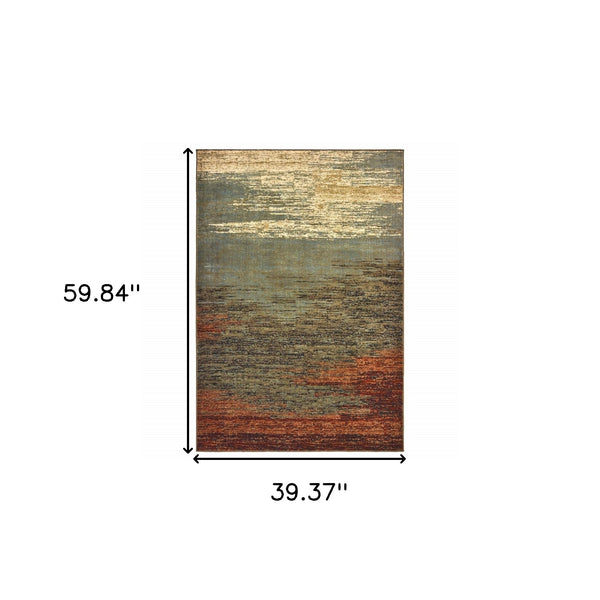 Homeroots 3' X 5' Blue And Brown Distressed Area Rug  Polypropylene 389509