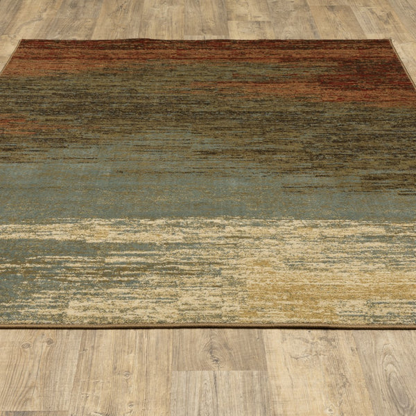 Homeroots 3' X 5' Blue And Brown Distressed Area Rug  Polypropylene 389509