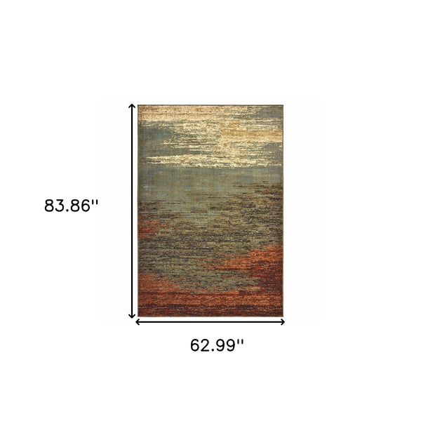 Homeroots 5' X 7' Blue And Brown Distressed Area Rug  Polypropylene 389510