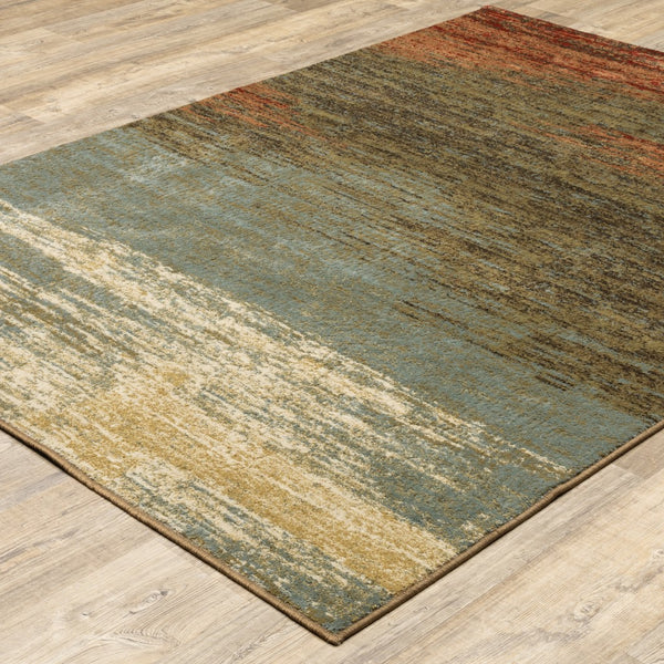 Homeroots 5' X 7' Blue And Brown Distressed Area Rug  Polypropylene 389510
