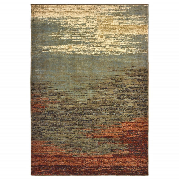 Homeroots 7' X 9' Blue And Brown Distressed Area Rug  Polypropylene 389511