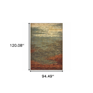 Homeroots 8' X 10' Blue And Brown Distressed Area Rug  Polypropylene 389512