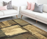 Brown and Beige Distressed Blocks Area Rug - Elegant, Durable, and Easy to Maintain for Any Space