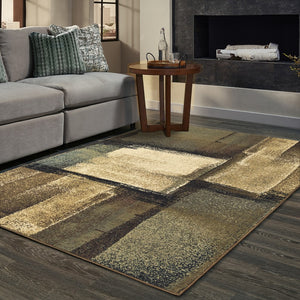 Homeroots 7' X 9' Cream And Taupe Power Loom Area Rug  Polypropylene 389515