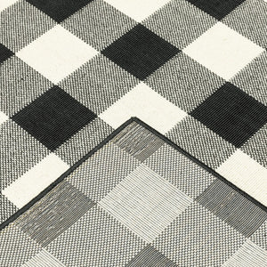 HomeRoots 5' Timeless Indoor Outdoor Area Rug - Durable, Stylish Design Perfect for Patios, Kitchens, and More Black/ Ivory 7'10" x 10'10" 389521