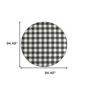 Homeroots 8' X 8' Black And Ivory Indoor Outdoor Area Rug Black,Ivory Polypropylene 389522