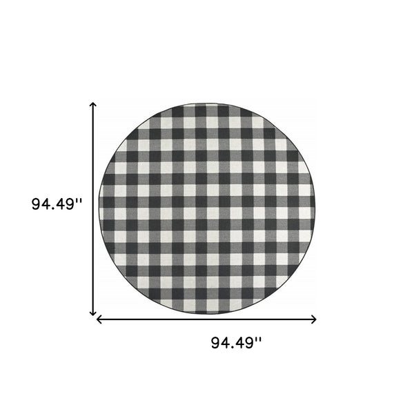 Homeroots 8' X 8' Black And Ivory Indoor Outdoor Area Rug Black,Ivory Polypropylene 389522