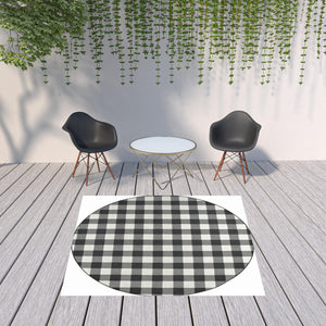 Homeroots 8' X 8' Black And Ivory Indoor Outdoor Area Rug Black,Ivory Polypropylene 389522