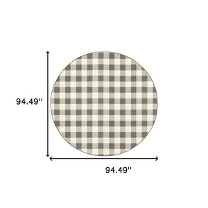 HomeRoots 5' Indoor Outdoor Area Rug - Chic Gray and Ivory Design for Durable Style in Any Space Grey/ Ivory 7'10" Round 389529